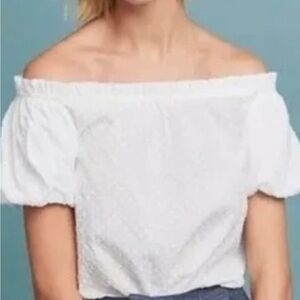 Anthropologie Maeve White Off-Shoulder Blouse